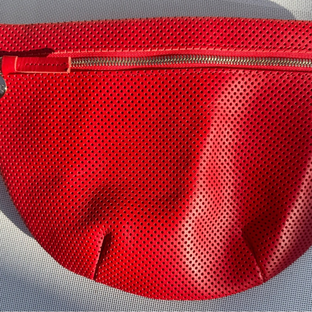 Elegant Red Perforated Crossbody Bag